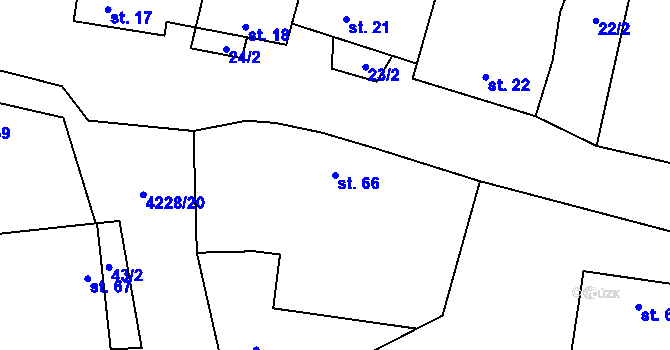 Parcela st. 66 v KÚ Mohelno, Katastrální mapa