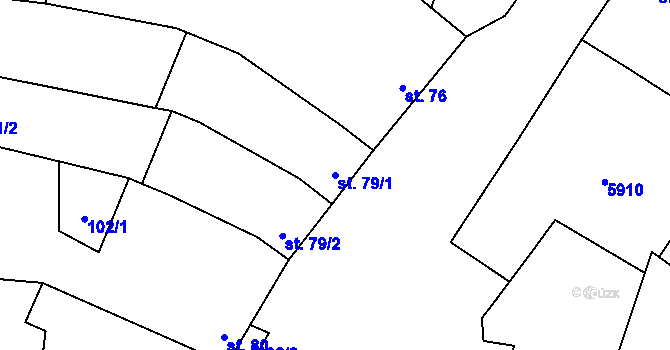 Parcela st. 79/1 v KÚ Mohelno, Katastrální mapa