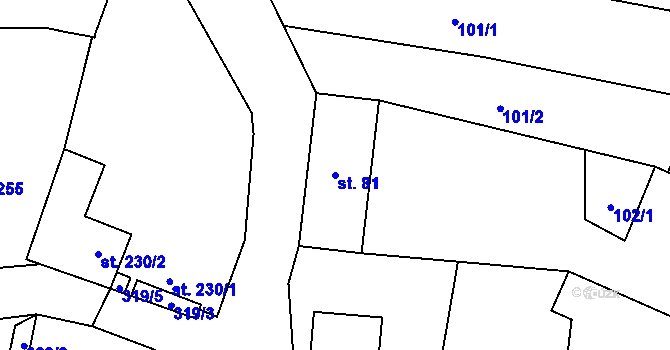 Parcela st. 81 v KÚ Mohelno, Katastrální mapa