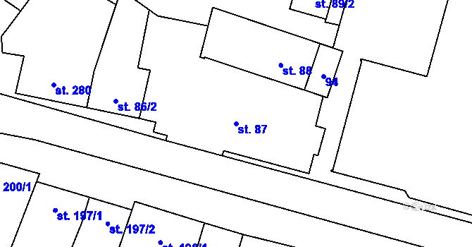 Parcela st. 87 v KÚ Mohelno, Katastrální mapa