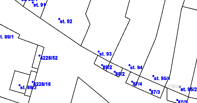 Parcela st. 93 v KÚ Mohelno, Katastrální mapa