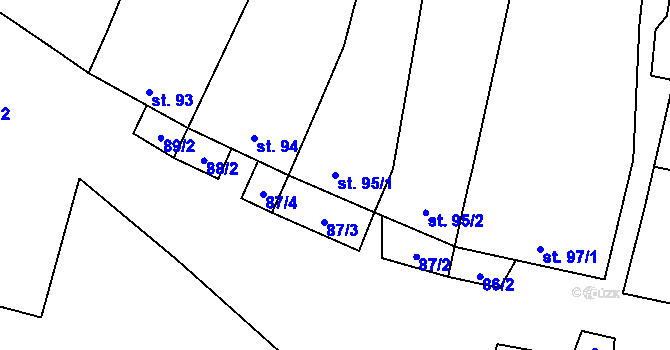 Parcela st. 95/1 v KÚ Mohelno, Katastrální mapa