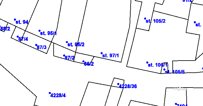 Parcela st. 97/1 v KÚ Mohelno, Katastrální mapa