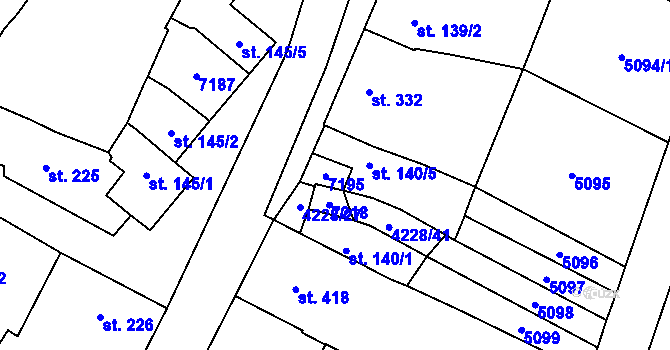 Parcela st. 140/4 v KÚ Mohelno, Katastrální mapa