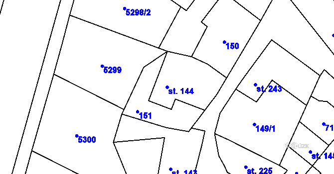 Parcela st. 144 v KÚ Mohelno, Katastrální mapa