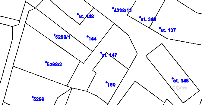 Parcela st. 147 v KÚ Mohelno, Katastrální mapa
