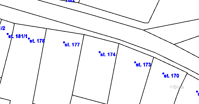 Parcela st. 174 v KÚ Mohelno, Katastrální mapa