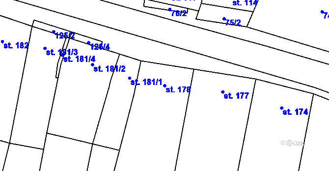 Parcela st. 178 v KÚ Mohelno, Katastrální mapa