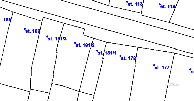 Parcela st. 181/1 v KÚ Mohelno, Katastrální mapa