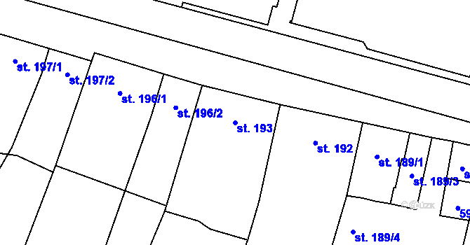 Parcela st. 193 v KÚ Mohelno, Katastrální mapa