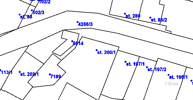 Parcela st. 200/1 v KÚ Mohelno, Katastrální mapa