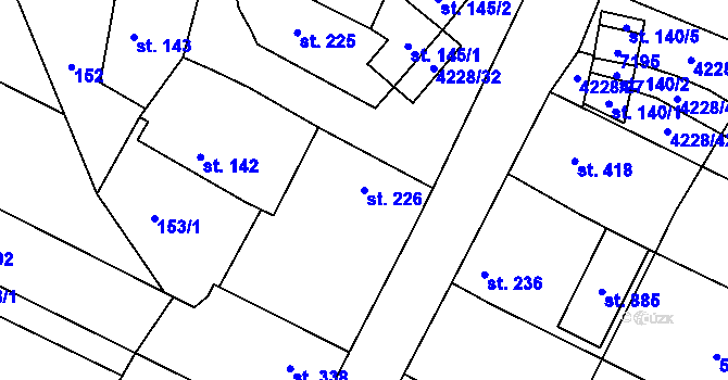Parcela st. 226 v KÚ Mohelno, Katastrální mapa