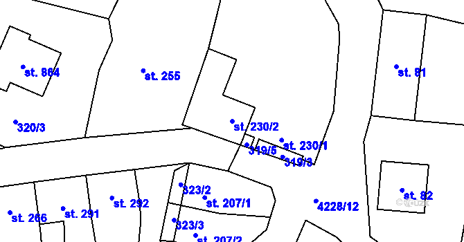 Parcela st. 230/2 v KÚ Mohelno, Katastrální mapa
