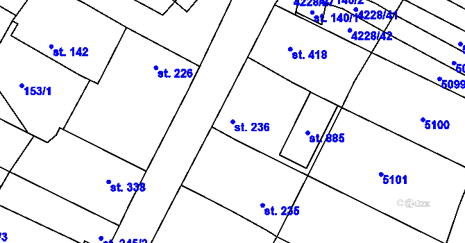 Parcela st. 236 v KÚ Mohelno, Katastrální mapa