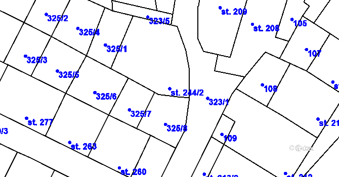 Parcela st. 244/2 v KÚ Mohelno, Katastrální mapa