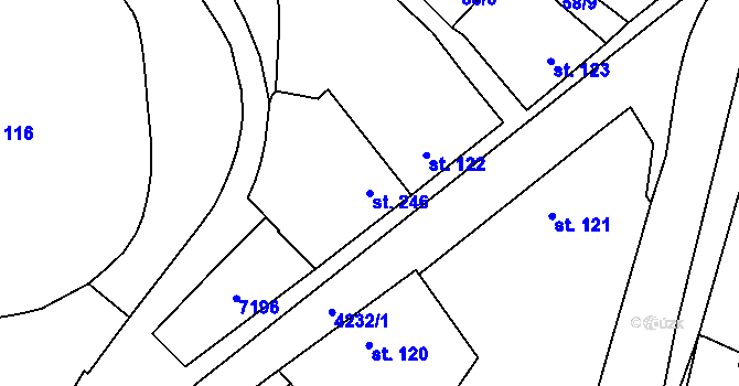 Parcela st. 246 v KÚ Mohelno, Katastrální mapa