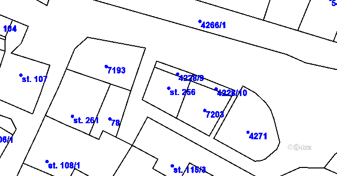 Parcela st. 256 v KÚ Mohelno, Katastrální mapa