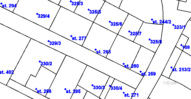 Parcela st. 263 v KÚ Mohelno, Katastrální mapa