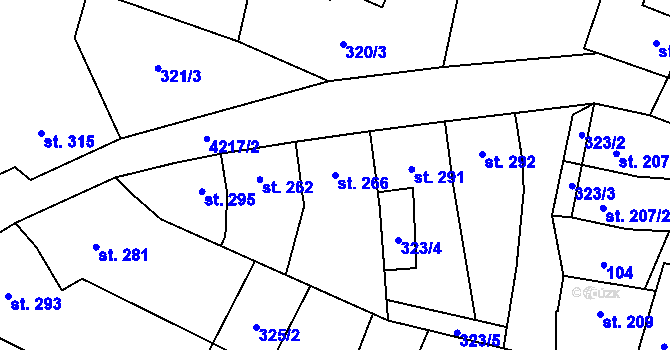 Parcela st. 266 v KÚ Mohelno, Katastrální mapa