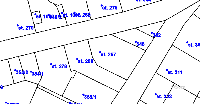 Parcela st. 267 v KÚ Mohelno, Katastrální mapa