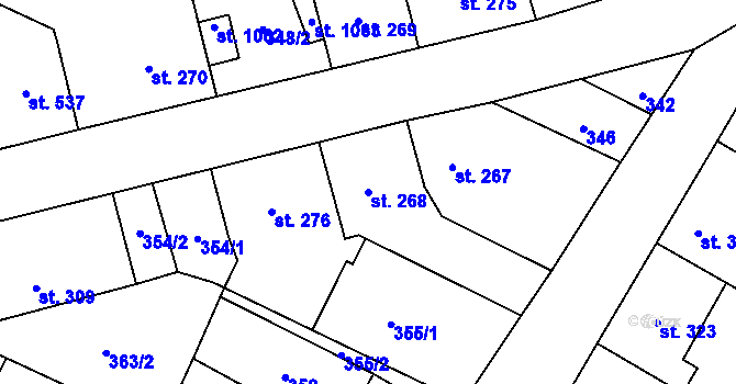 Parcela st. 268 v KÚ Mohelno, Katastrální mapa