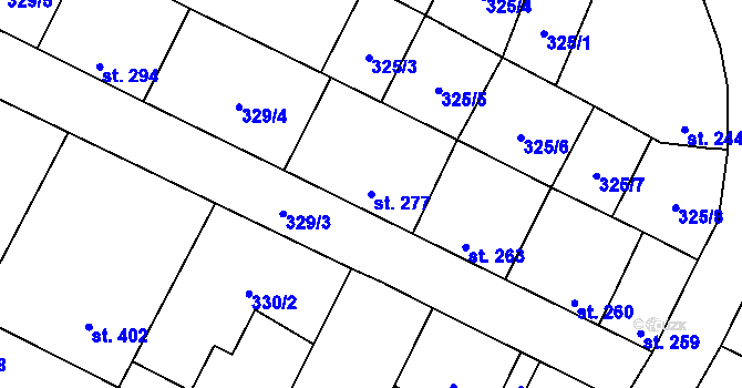 Parcela st. 277 v KÚ Mohelno, Katastrální mapa