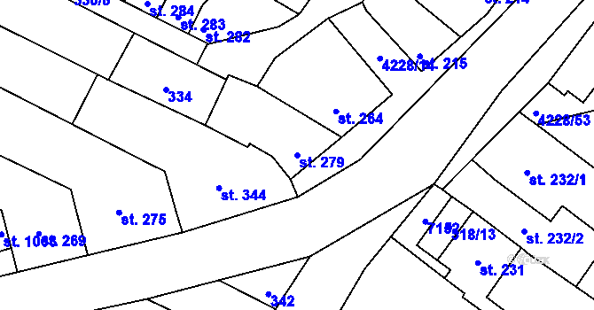 Parcela st. 279 v KÚ Mohelno, Katastrální mapa