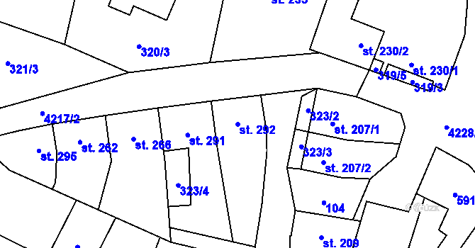 Parcela st. 292 v KÚ Mohelno, Katastrální mapa
