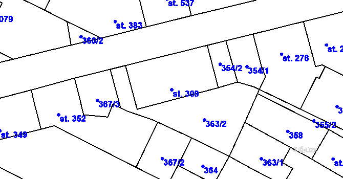 Parcela st. 309 v KÚ Mohelno, Katastrální mapa