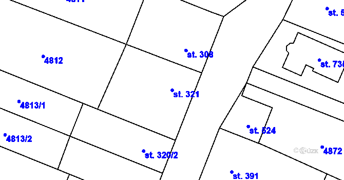 Parcela st. 321 v KÚ Mohelno, Katastrální mapa