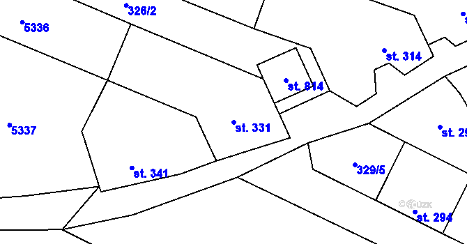 Parcela st. 331 v KÚ Mohelno, Katastrální mapa