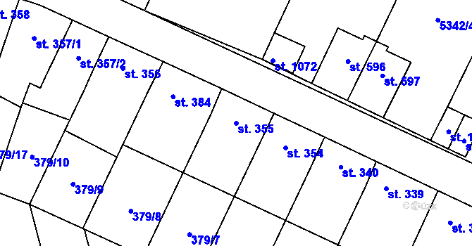 Parcela st. 355 v KÚ Mohelno, Katastrální mapa