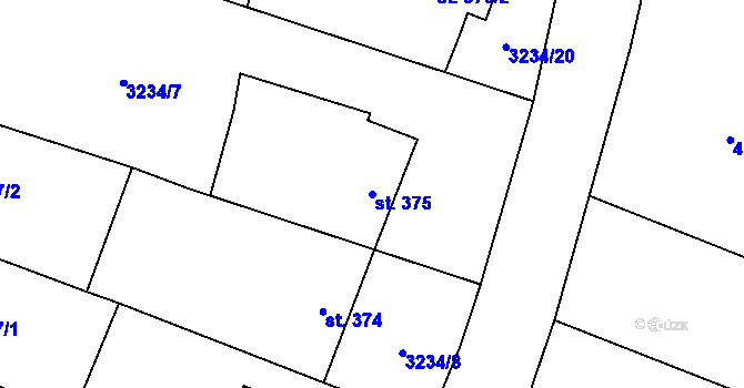 Parcela st. 375 v KÚ Mohelno, Katastrální mapa