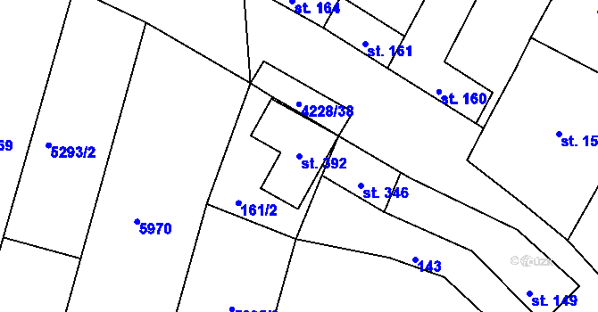 Parcela st. 392 v KÚ Mohelno, Katastrální mapa