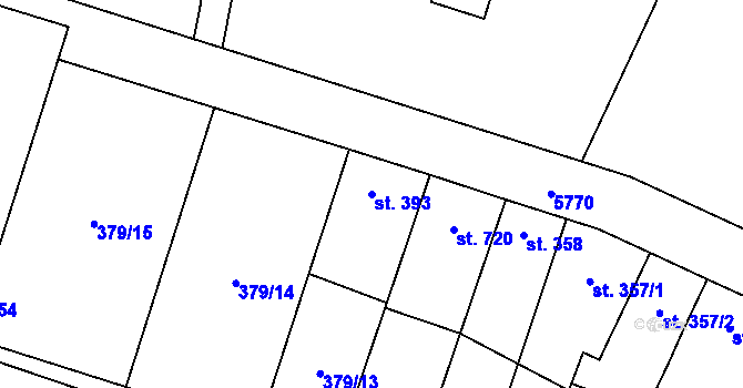 Parcela st. 393 v KÚ Mohelno, Katastrální mapa