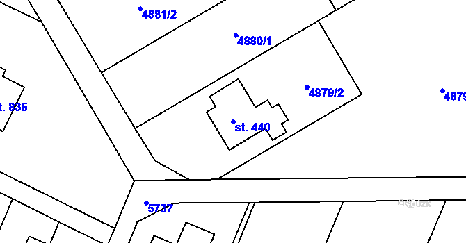 Parcela st. 440 v KÚ Mohelno, Katastrální mapa