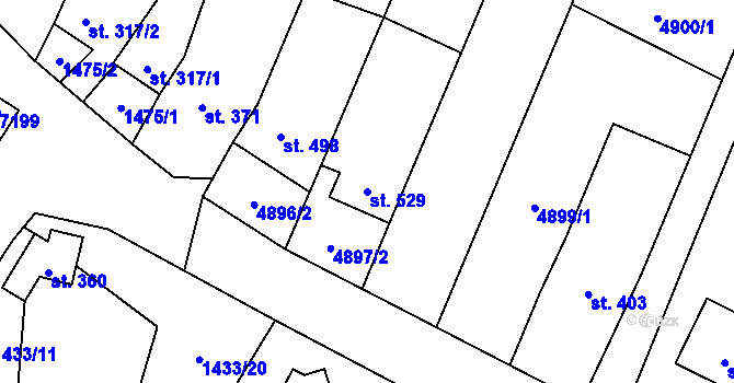 Parcela st. 529 v KÚ Mohelno, Katastrální mapa