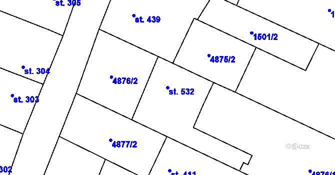 Parcela st. 532 v KÚ Mohelno, Katastrální mapa
