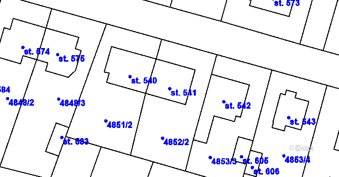 Parcela st. 541 v KÚ Mohelno, Katastrální mapa
