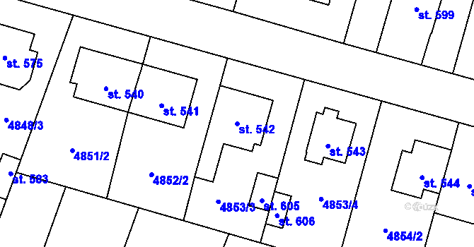 Parcela st. 542 v KÚ Mohelno, Katastrální mapa
