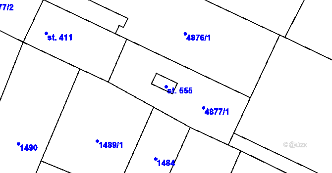 Parcela st. 555 v KÚ Mohelno, Katastrální mapa