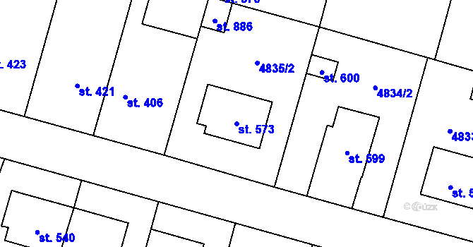 Parcela st. 573 v KÚ Mohelno, Katastrální mapa