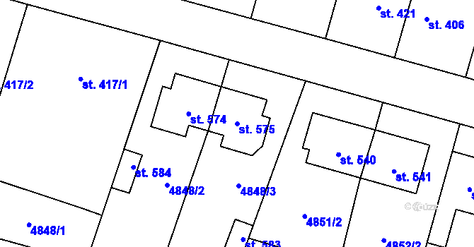 Parcela st. 575 v KÚ Mohelno, Katastrální mapa