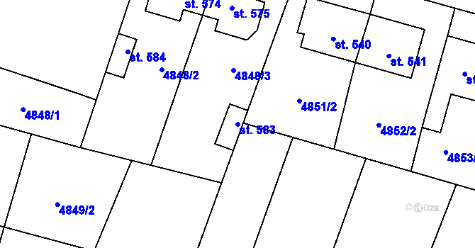 Parcela st. 583 v KÚ Mohelno, Katastrální mapa