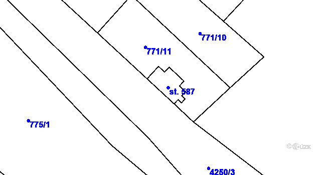 Parcela st. 587 v KÚ Mohelno, Katastrální mapa