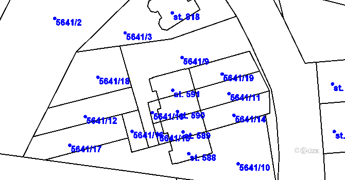 Parcela st. 591 v KÚ Mohelno, Katastrální mapa