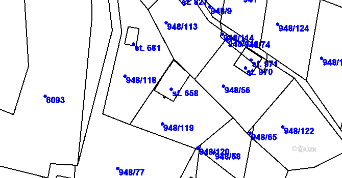 Parcela st. 658 v KÚ Mohelno, Katastrální mapa