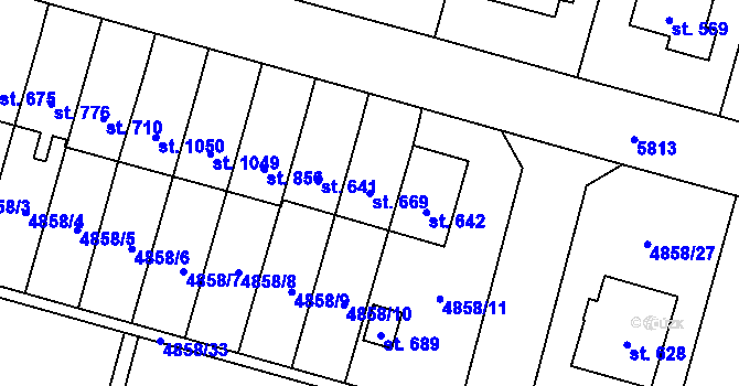 Parcela st. 669 v KÚ Mohelno, Katastrální mapa