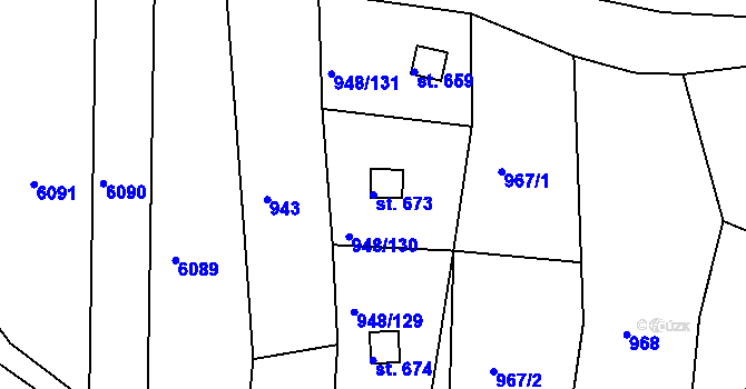 Parcela st. 673 v KÚ Mohelno, Katastrální mapa