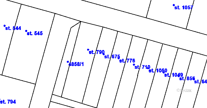 Parcela st. 675 v KÚ Mohelno, Katastrální mapa